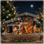 Preview: Prachtvolle Weihnachtskrippe Engelthal dunkel inkl. 12-tlg. Figurensatz K 001, Maße Krippe: ca. 70 x 30 x 32 cm